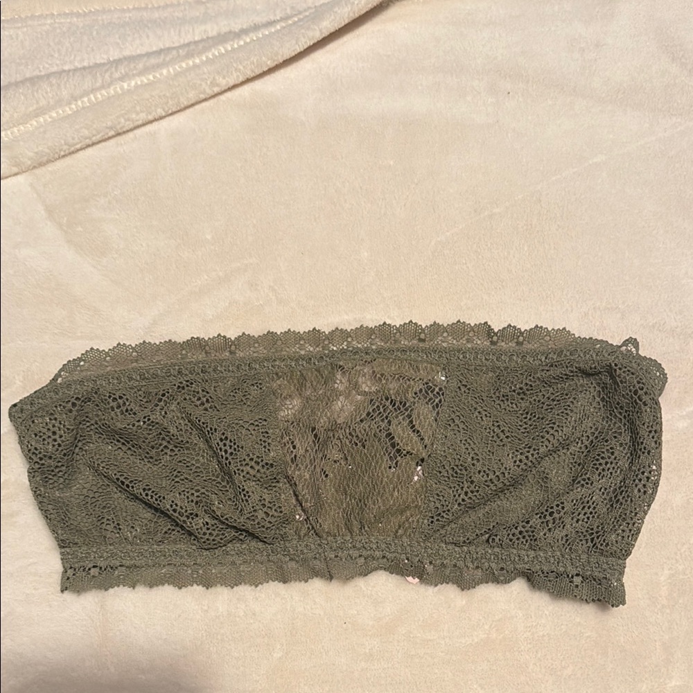 Lace Bandeau Top in Olive Green